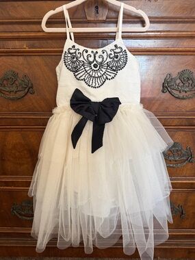 Elegant Cream and Black Kids Dress